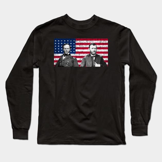 Sherman And Grant - American Flag Long Sleeve T-Shirt by warishellstore